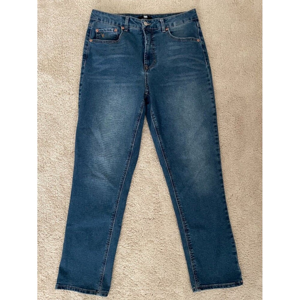 FRYE Slim Straight Jeans Women 8/29 High Rise Medium Wash Stretch Denim Classic